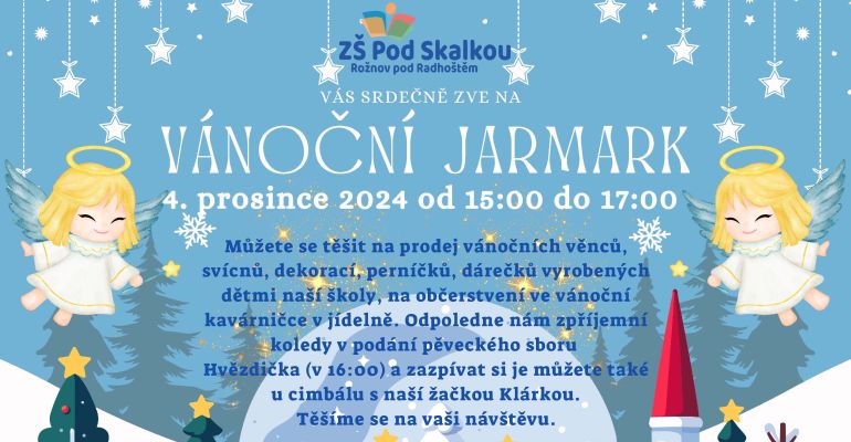 Pozvánka na Vánoční jarmark ZŠ Pod Skalkou