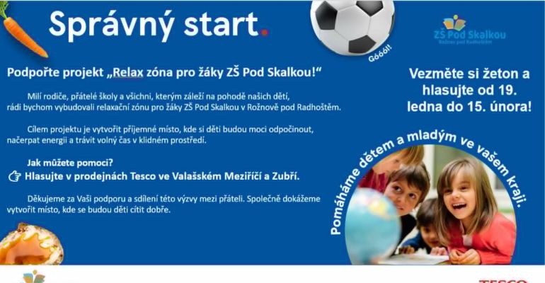 Prosba při hlasování v soutěži v projektu TESCO relaxační prvky pro žáky
