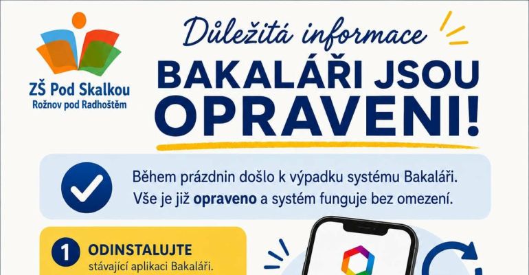 Bakaláři jsou opraveni