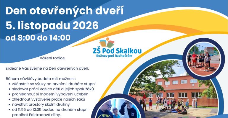 Pozvánka na Den otevřených dveří 5.11.2026